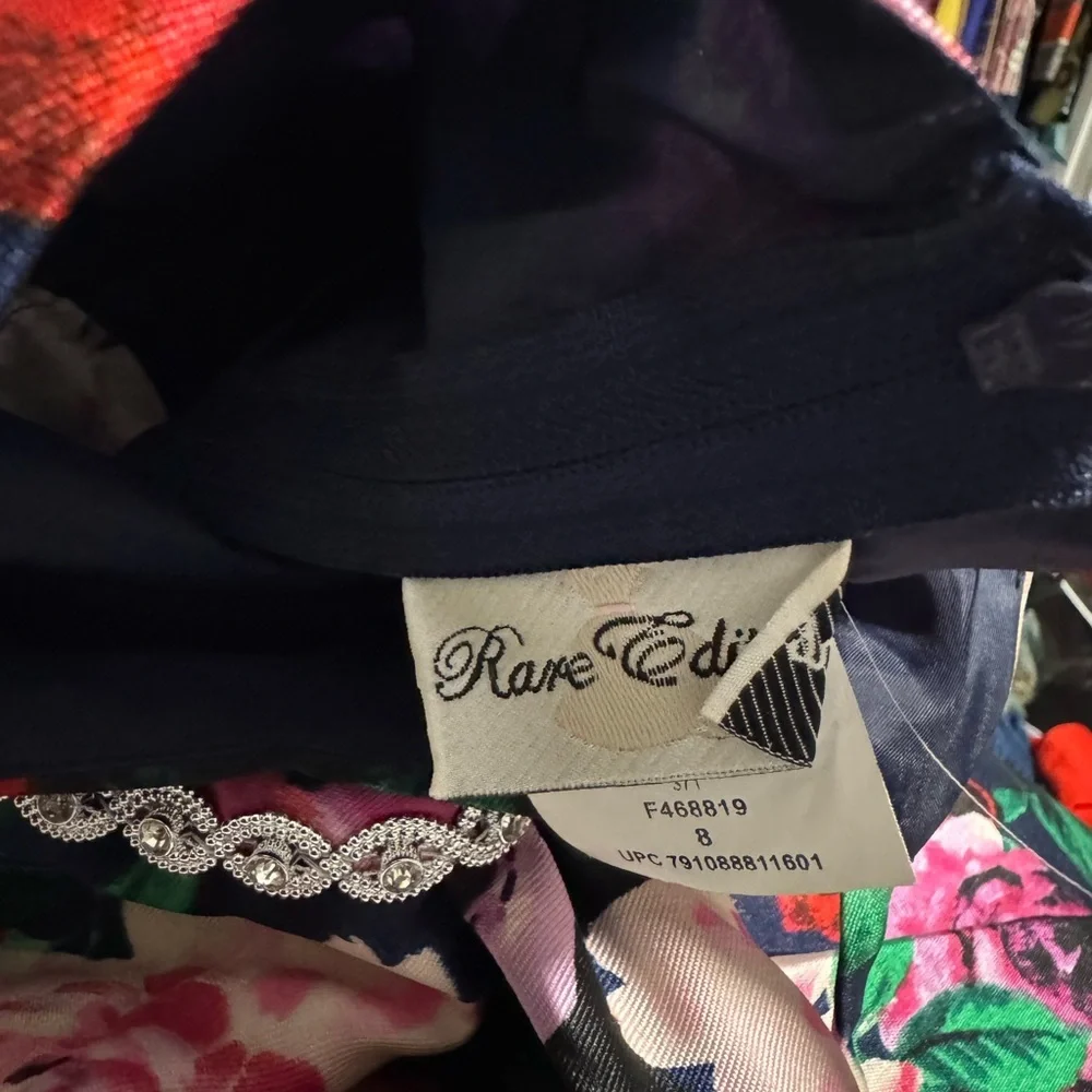 Rare Editions Navy and Pink Floral Dress
